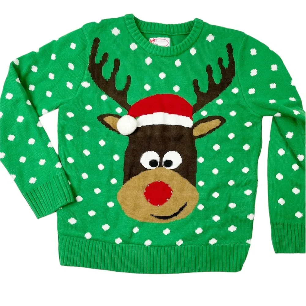 Green Rudolph Ugly Christmas Sweater